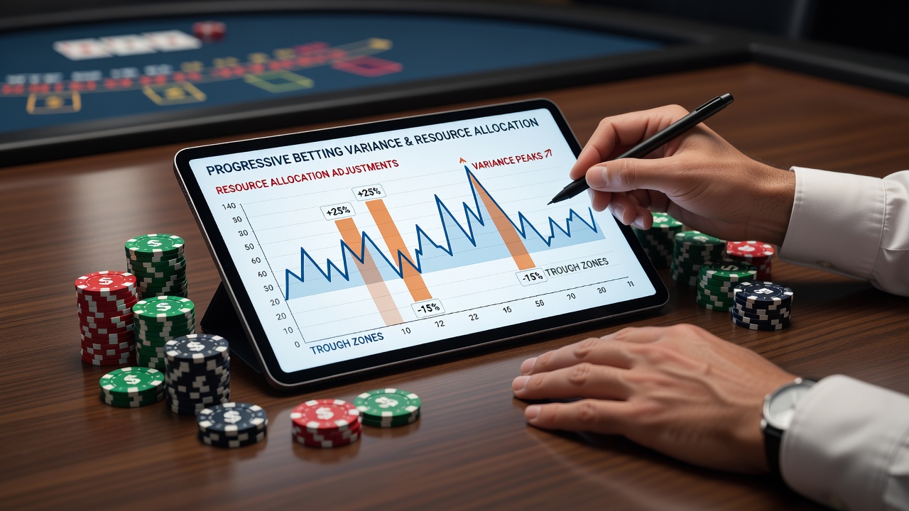 Diagramm zur Bankroll-Allokation während Varianzphasen im Blackjack