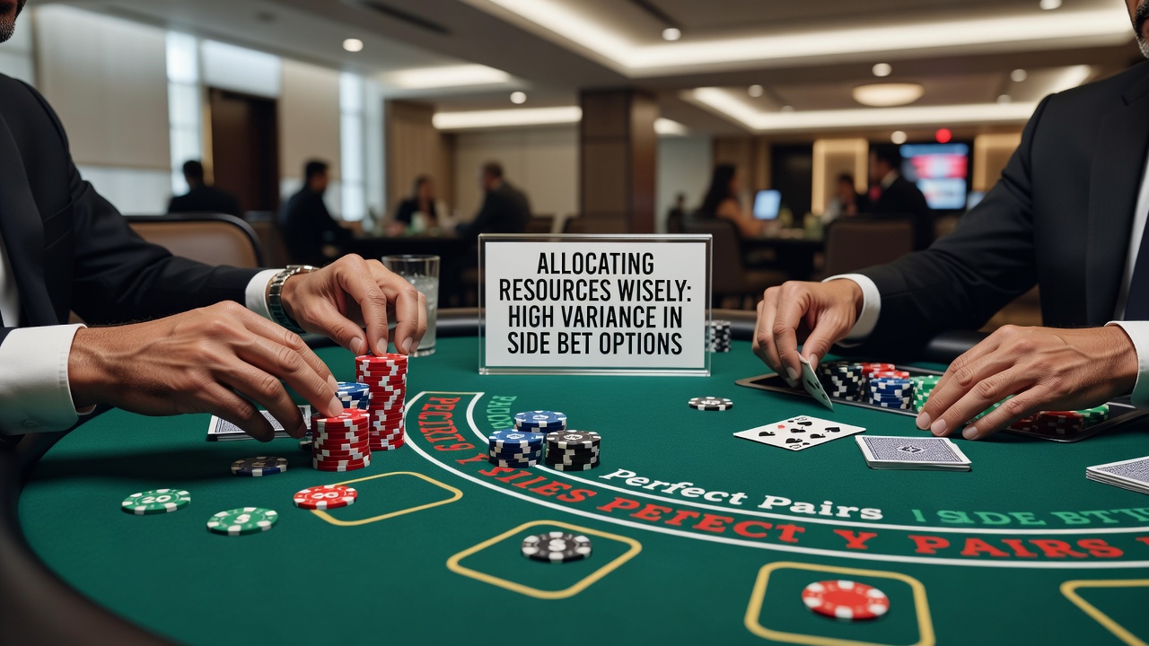 Blackjack-Tisch mit Fokus auf Side-Bet-Optionen und Bankroll-Management