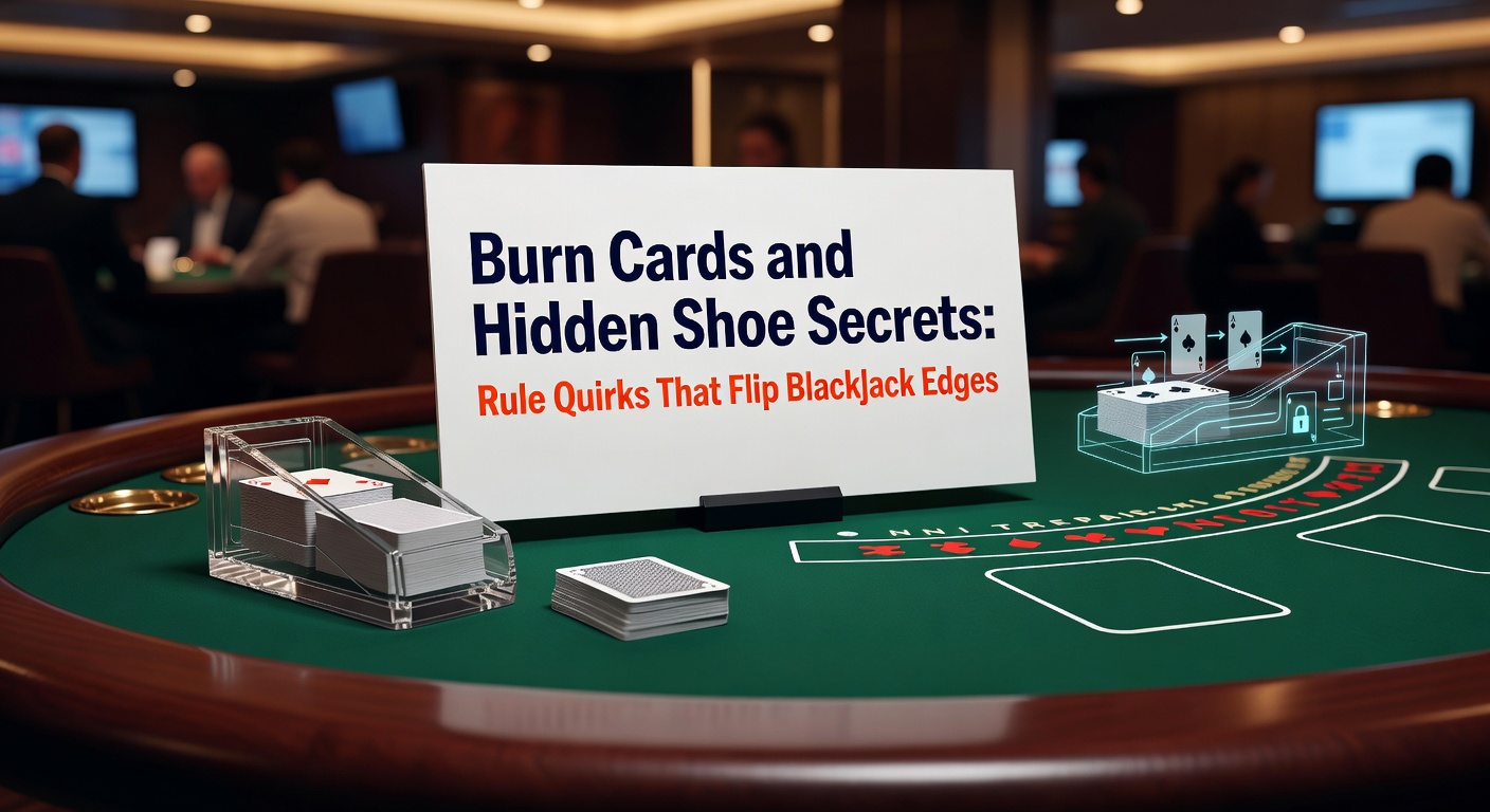 Nahaufnahme eines Blackjack-Kartenschuhs mit Cut Card und Brennkarten, die die verborgenen Regelnuancen illustrieren