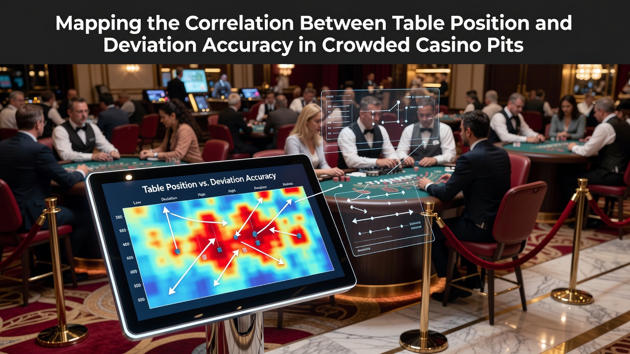 Visualisierung der Tischpositionen in einem vollen Blackjack-Pit mit Markierungen für Abweichungsgenauigkeit