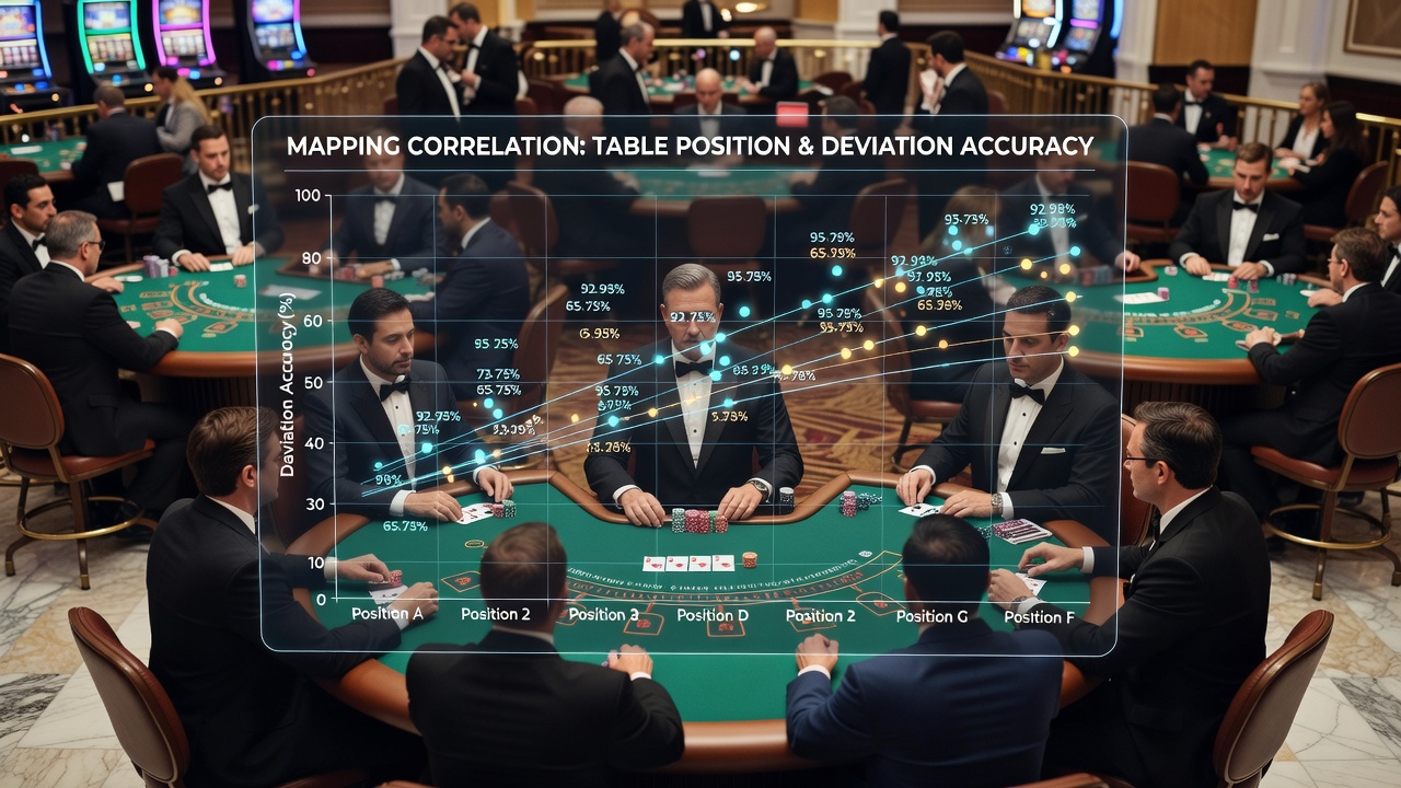Detaillierte Heatmap der Abweichungsgenauigkeit über verschiedene Tischpositionen in einem belebten Casino-Pit